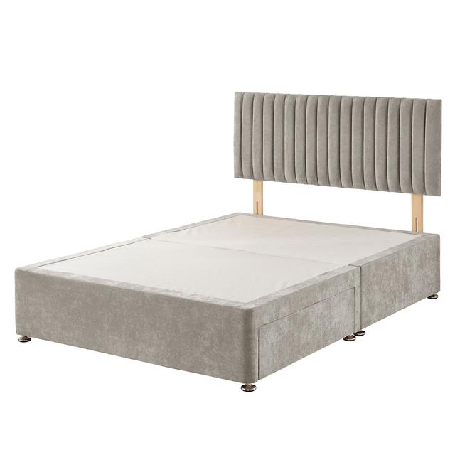 Iroh Coilsprung Divan Bed Set Fairmont Park Storage Type: 4 Drawers, Size: Small Double (4'), Colour: Silver on Productcaster.