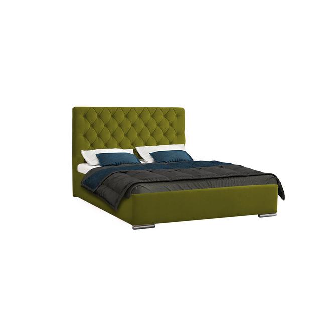 Funderburk Upholstered Bed Frame Rosdorf Park Colour: Olive, Size: European Double (140 x 200 cm) on Productcaster.