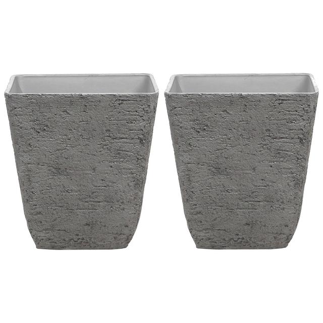 Set Of 2 Plant Pots 39 X 39 X 43 Cm Beige Williston Forge Colour: Grey, Size: 53cm H x 49cm W x 49cm D on Productcaster.