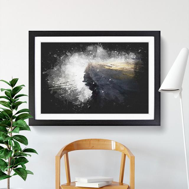 The Black Sand Beach in Iceland Paint Splash - Picture Frame Graphic Art East Urban Home Size: 27cm H x 36cm W x 2cm D, Frame Option: Black Framed on Productcaster.