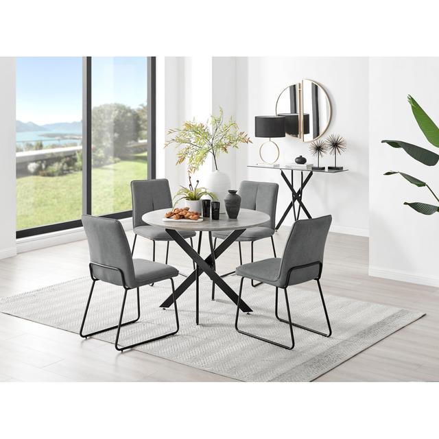 4 - Person Dining Set Canora Grey Table Size: 75 x 100 x 100cm, Colour (Chair): Dark Gray/Black on Productcaster.