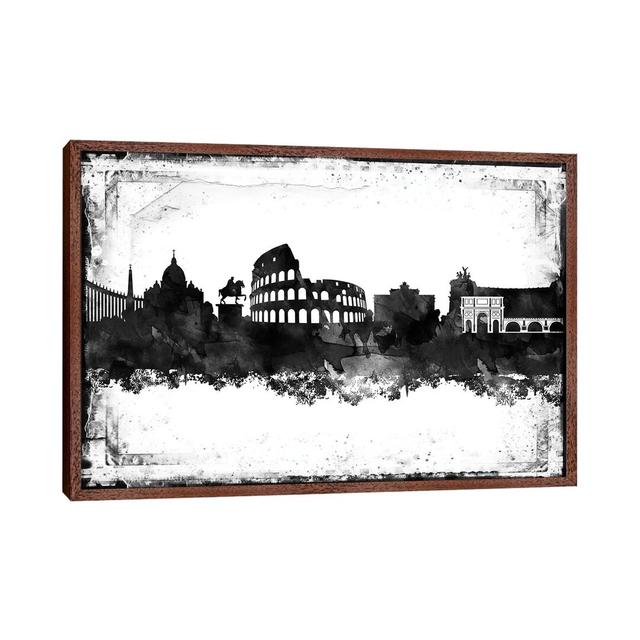 Rome Black And White Framed Skylines Ivy Bronx Size: 45.72cm H x 66.04cm W x 3.81cm D, Format: Classic Wood Framed Canvas on Productcaster.