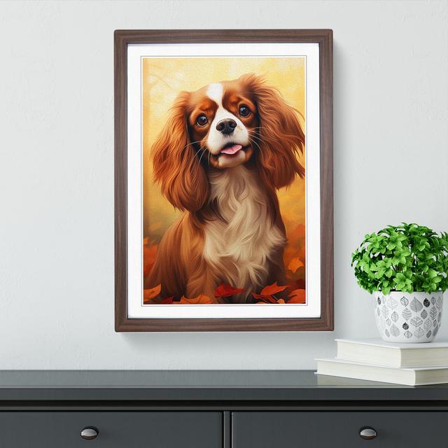 Cavalier King Charles Spaniel Digital No.2 - Single Picture Frame Art Prints on Wood Marlow Home Co. Size: 46cm H x 34cm W x 2cm D, Format: Walnut on Productcaster.