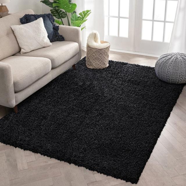 Graner Shaggy Black Rug 17 Stories Rug Size: Rectangle 120cm x 170cm on Productcaster.