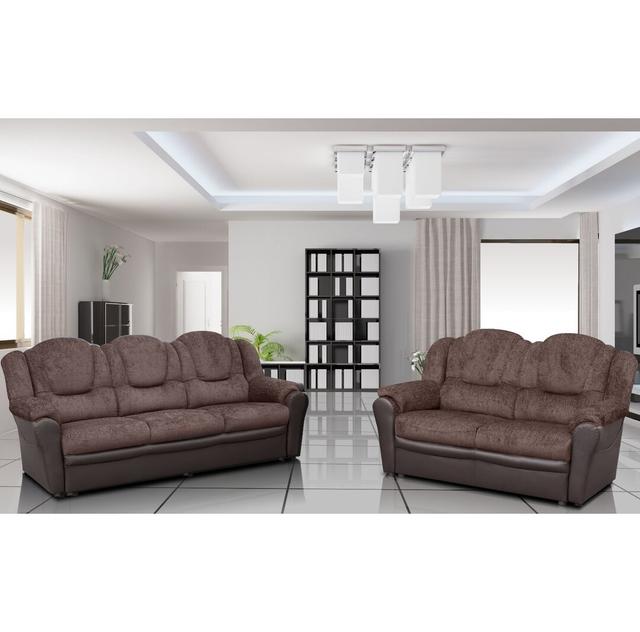 Colin 3+2 Sofa set Ebern Designs Upholstery Colour: Brown/Brown on Productcaster.