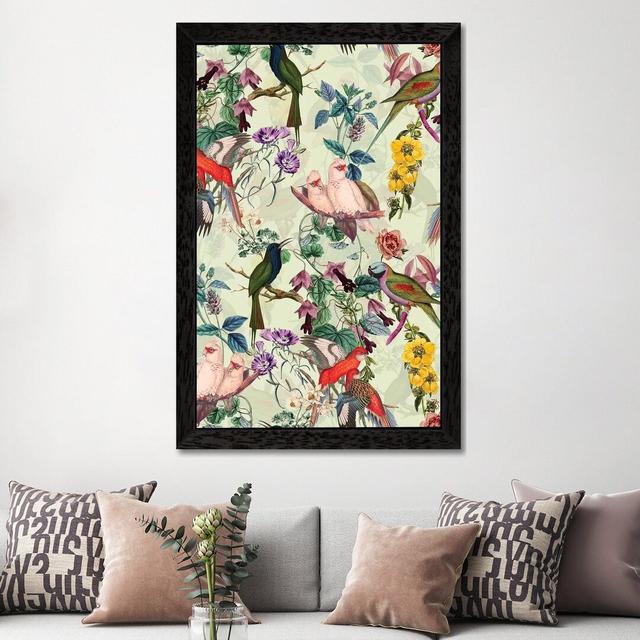 Floral and Birds Viii by Burcu Korkmazyurek - Painting Print on Canvas Fleur De Lis Living Size: 101.6cm H x 66.04cm W x 3.81cm D, Frame Option: Black on Productcaster.