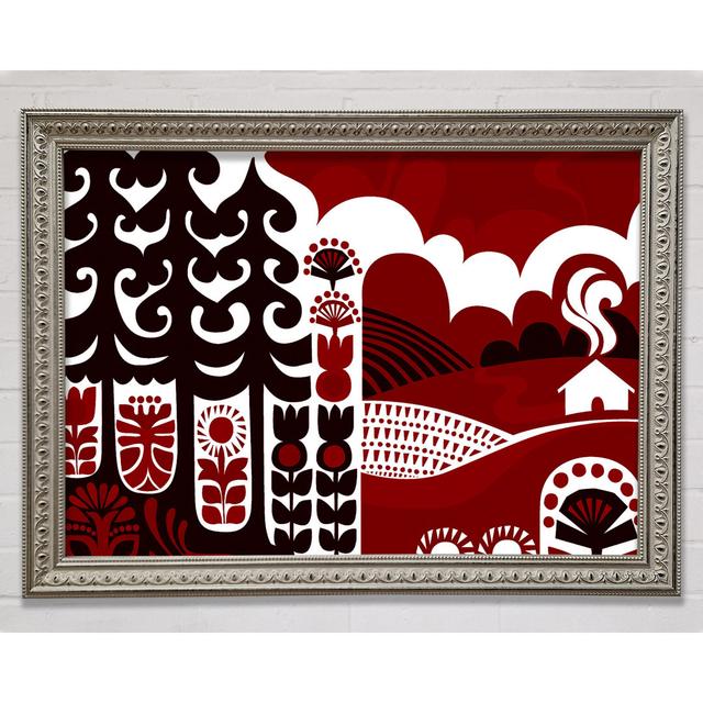 Abstract Hills Maroon - Single Picture Frame Art Prints Bright Star Size: 29.7cm H x 42cm W on Productcaster.