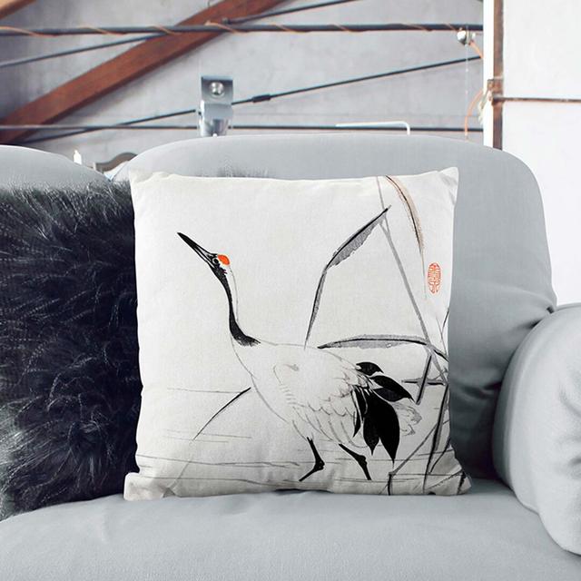 Japanese Crane by Mochizuki Gyokusen Cushion with Filling East Urban Home Size: 40cm H x 40cm W x 15cm D on Productcaster.