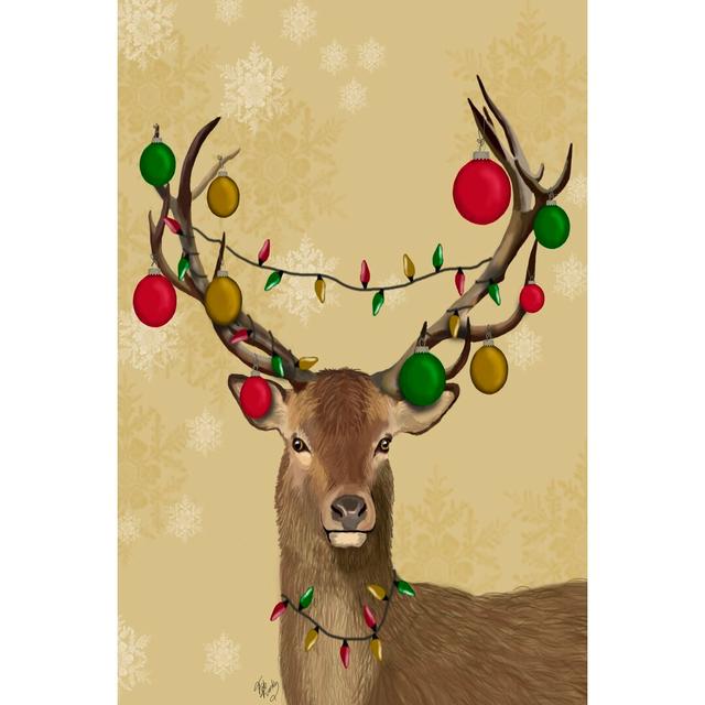 'Stag and Baubles' by Fab Funky - Wrapped Canvas Graphic Art Print The Seasonal Aisle Size: 122cm H x 81cm W on Productcaster.