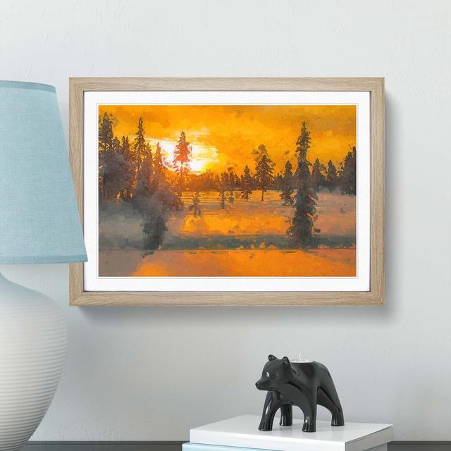 Wintertime in Norway in Abstract - Picture Frame Graphic Art Print East Urban Home Frame Option: Oak, Size: 35cm H x 50cm W x 2cm D on Productcaster.