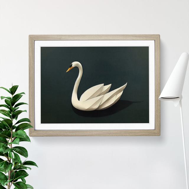 Intense Swan - Picture Frame Graphic Art Rosdorf Park Size: 34cm H x 46cm W x 2cm D, Frame Colour: Oak on Productcaster.