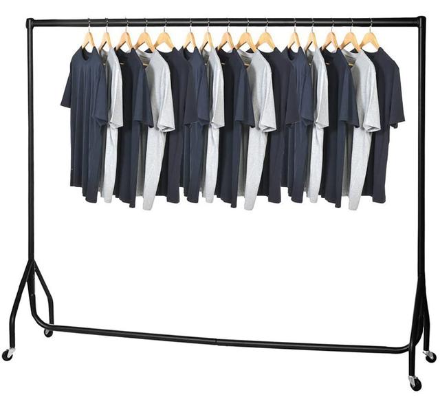 120cm Long x 150cm Tall Heavy Duty Rolling Clothes Rail Garment Storage Rack Black The Shopfitting Shop on Productcaster.