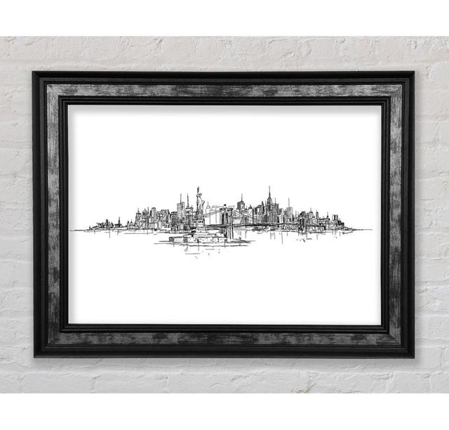 Outline Of The Big Apple - Single Picture Frame Art Prints Bright Star Size: 42cm H x 59.7cm W x 8cm D on Productcaster.