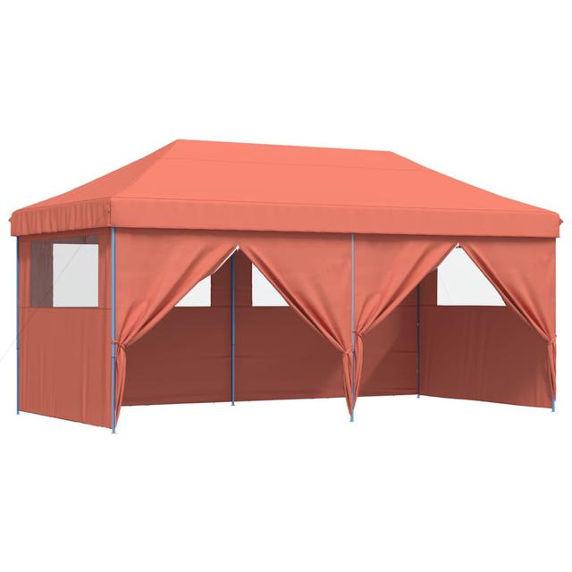 Vidaxl Foldable Party Tent Pop-Up With 4 Sidewalls Dakota Fields Size: 315cm H x 580cm W x 292cm D, Roof Colour: Terracotta, Frame Finish: Blue on Productcaster.