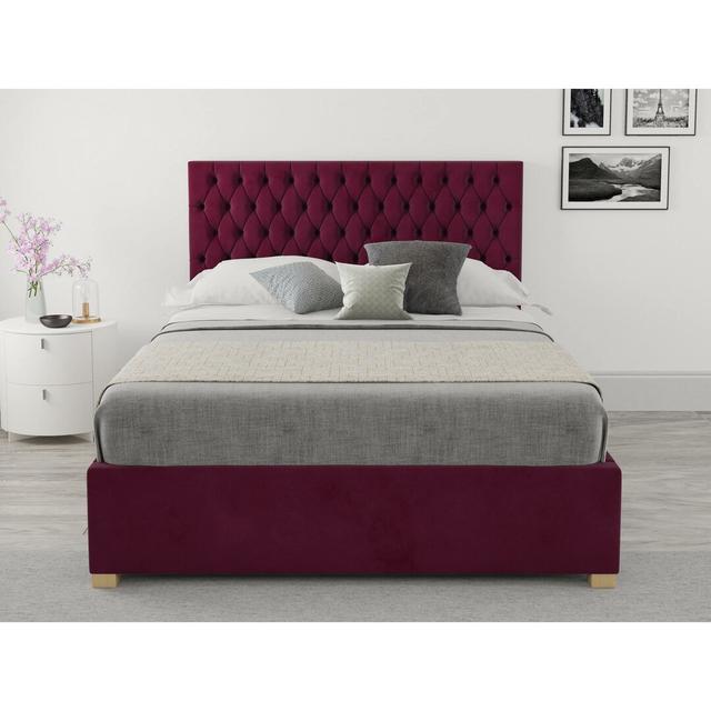 Central City Upholstered Ottoman Bed Brambly Cottage Size: Kingsize (5'), Colour: Berry on Productcaster.