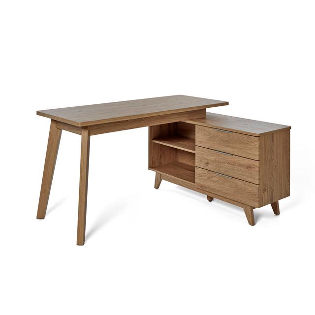 Isidore L-Shaped Computer Desk Hykkon Colour: Montana Oak on Productcaster.