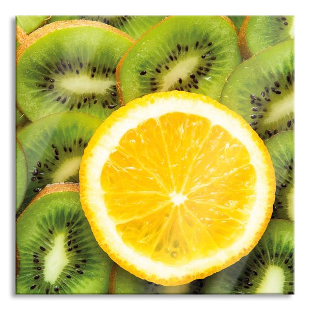 Orange With Kiwi Slices - No Frame Print on Glass Brayden Studio Size: 70cm H x 70cm W x 0.4cm D on Productcaster.