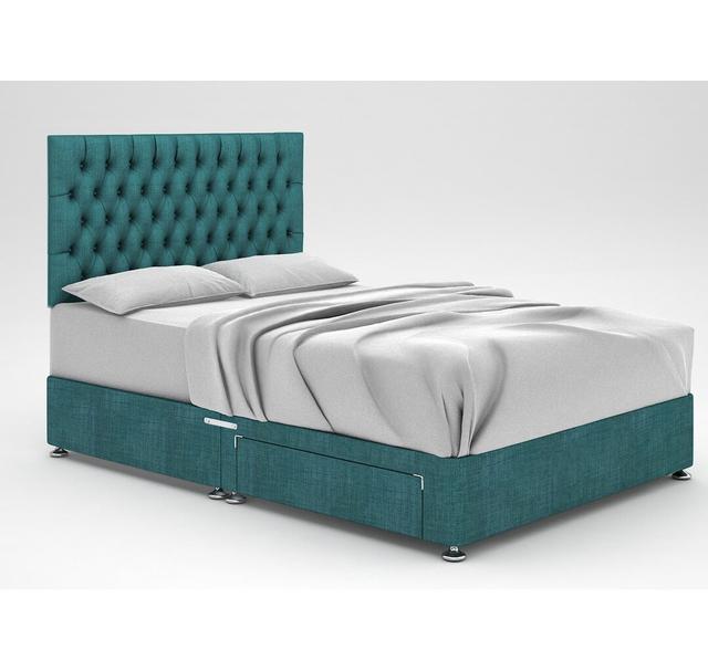 Zawacki Divan Bed Base 17 Stories Colour: Teal, Size: Small Double, Storage Type: 2 Drawers Same Side on Productcaster.