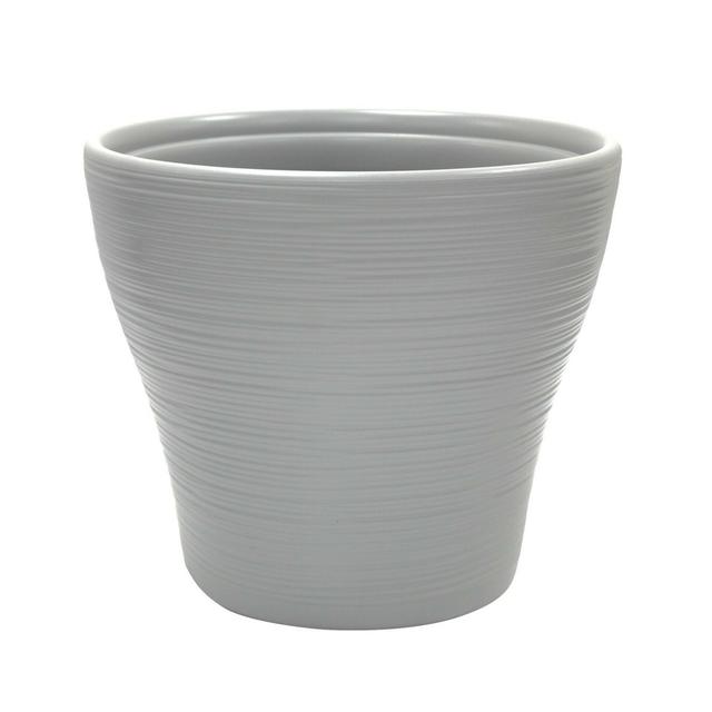 32Cm Large Rippled Cool Grey Plant Pot Planter Round Plant Pot Indoor / Outdoor Metro Lane on Productcaster.