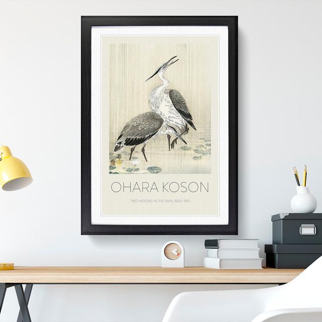 Two Herons in the Rain by Ohara Koson - Picture Frame Painting East Urban Home Size: 36cm H x 27cm W x 2cm D, Frame Option: Black Framed on Productcaster.