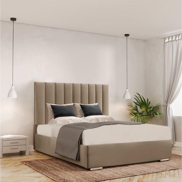 Caylob Upholstered Bed Ivy Bronx Colour: Coffee, Size: King on Productcaster.