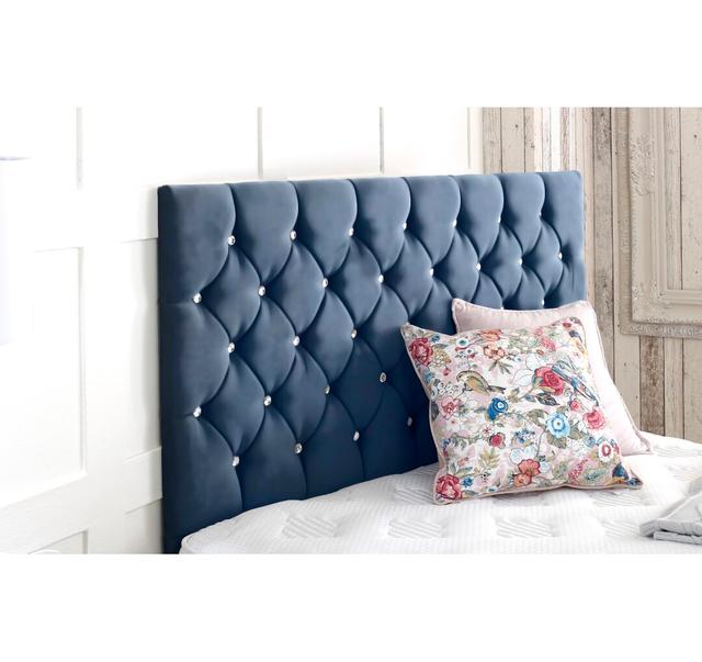 West Upholstered Headboard Mercer41 Size: Single (3'), Colour: Marine on Productcaster.