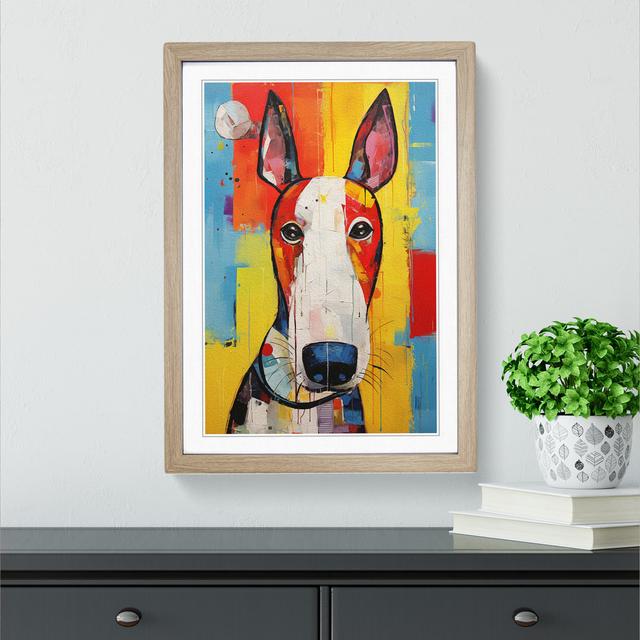 English Bull Terrier Expressionism - Single Picture Frame Print on Wood Marlow Home Co. Frame Colour: Oak, Size: 46cm H x 34cm W x 2cm D on Productcaster.