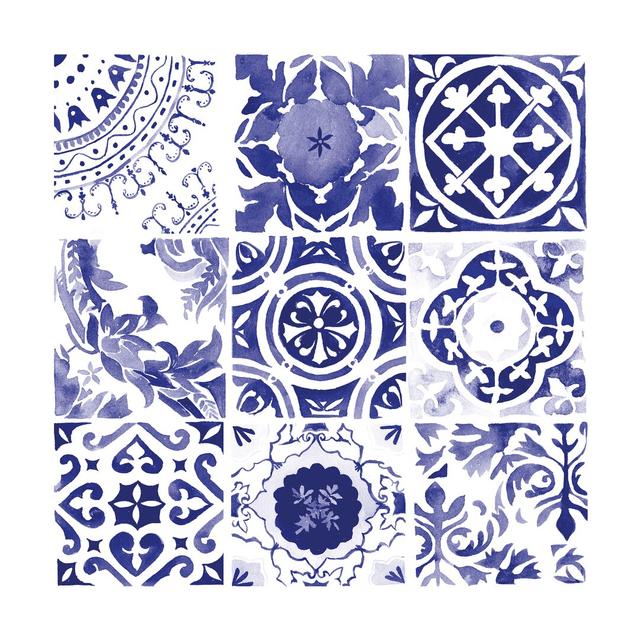 Navy Bold Tiles - Wrapped Canvas Painting Print Rosalind Wheeler Size: 76cm H x 76cm W x 3.8cm D on Productcaster.