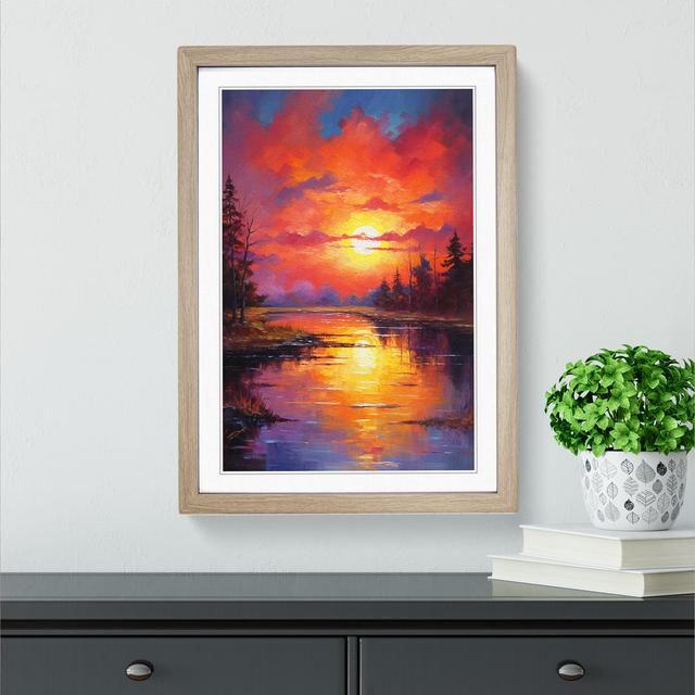 Sunset Impressionism No.2 House of Hampton Size: 46cm H x 34cm W x 2cm D, Frame Colour: Oak on Productcaster.