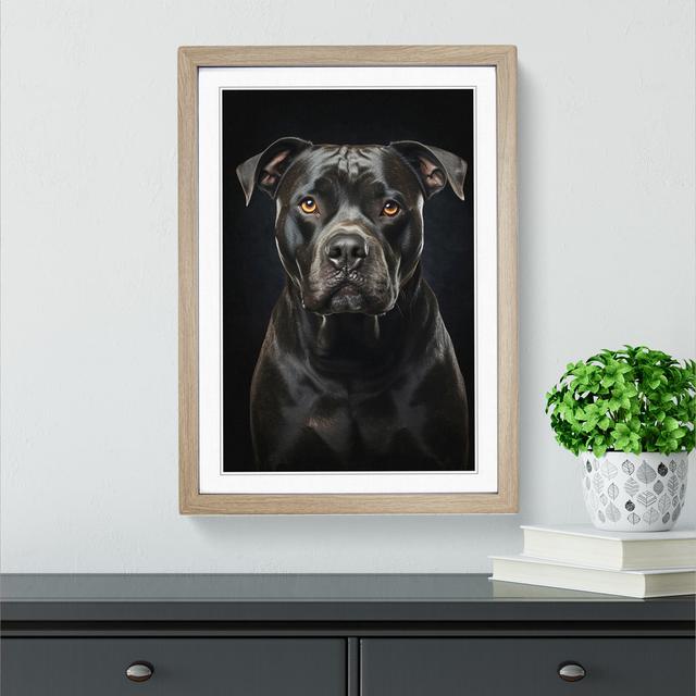 Staffordshire Bull Terrier Tachisme - Single Picture Frame Print on Wood Marlow Home Co. Size: 34cm H x 25cm W x 2cm D, Frame Colour: Oak on Productcaster.