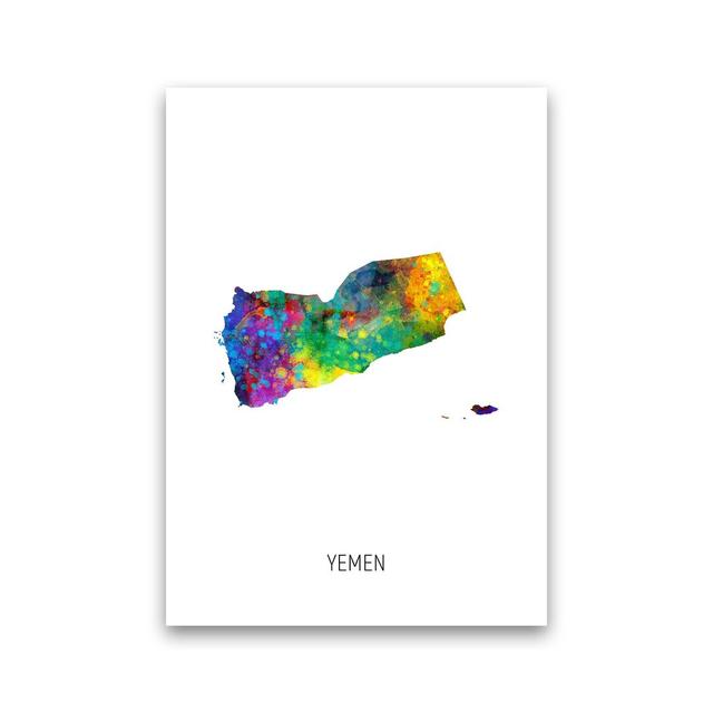 Yemen Watercolour Map by Michael Tompsett - Graphic Art Print Latitude Run Size: 30cm H x 21cm W x 1cm D, Format: Unframed on Productcaster.