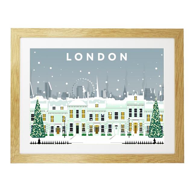 London Cherry Tree Lane In Snow by Richard O'Neil - Print East Urban Home Size: 44 cm H x 54 cm W x 2.2 cm D, Format: Oak Wood Frame on Productcaster.