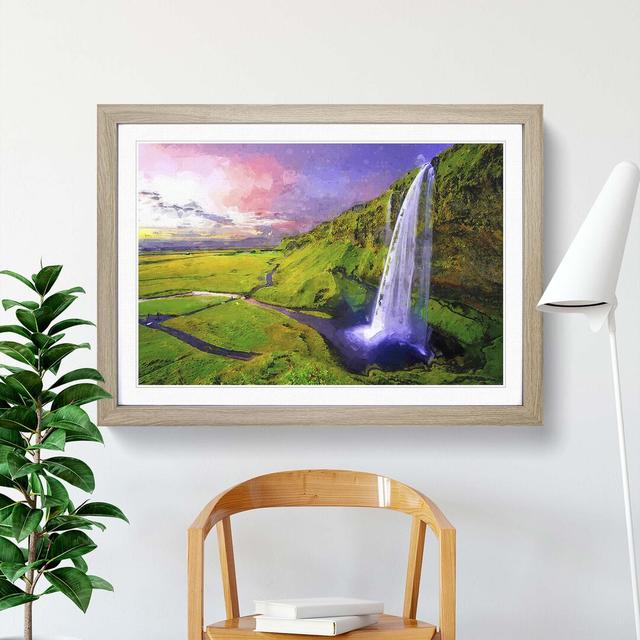 Seljalandsfoss Waterfall Iceland in Abstract - Picture Frame Graphic Art Print East Urban Home Frame Option: Oak, Size: 35cm H x 50cm W x 2cm D on Productcaster.