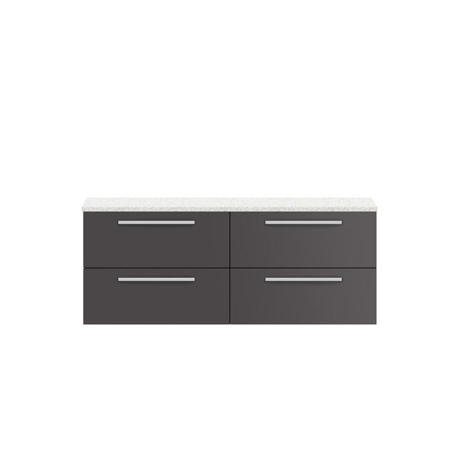 Quartet 144.1Cm Wall Mounted Double Bathroom Vanity Base Only Hudson Reed Base Finish: Grey Gloss on Productcaster.