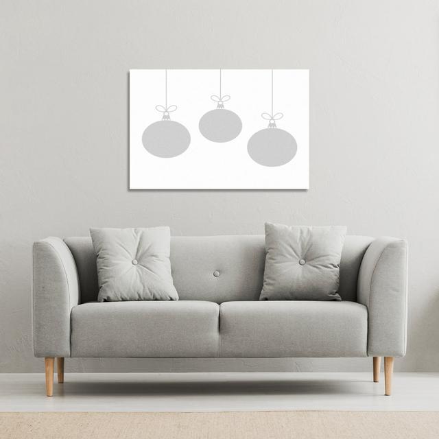 Three Hanging Christmas Baubles - Wrapped Canvas Print The Seasonal Aisle Size: 101cm H x 101cm W on Productcaster.