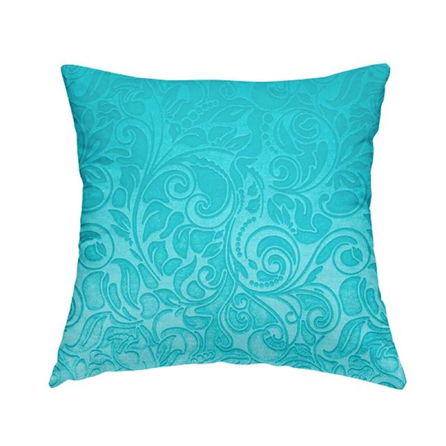 Boaman Floral Square Throw Cushion Mercer41 Size: 55cm H x 55cm W x 5cm D, Colour: Teal Blue on Productcaster.