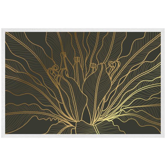 Buckholts Golden Splitleaf Philodendron Plant With Monstera Plant Line Art - Single Picture Frame Print Rosdorf Park Size: 76cm H x 114cm W x 4cm D, F on Productcaster.