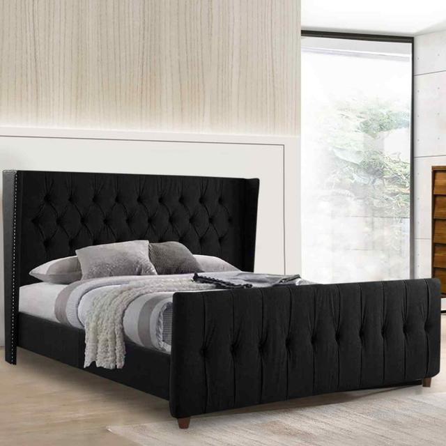 Clarita Bed King Plush Velvet Grey Envisage Trade Colour: Black, Size: Single (3') on Productcaster.