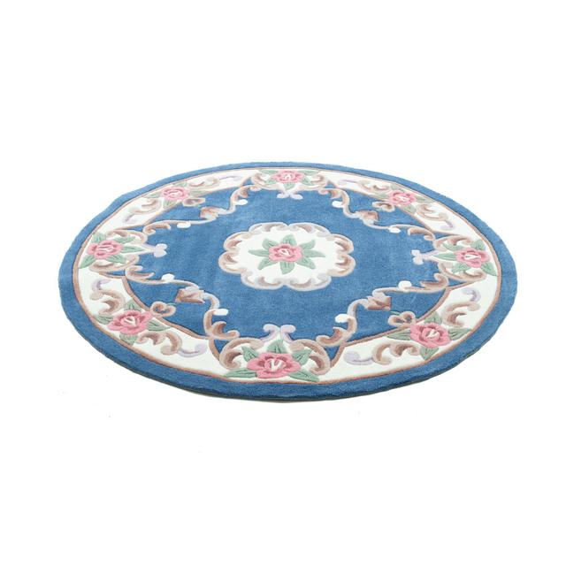 Haque Hand Tufted Blue Rug Rosalind Wheeler Rug Size: Round 190cm on Productcaster.