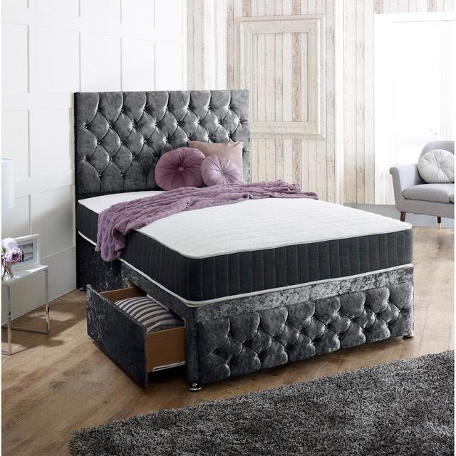 Baty Divan Bed Rosdorf Park Size: Kingsize (5'), Storage Type: 4 Drawers, Colour: Black on Productcaster.