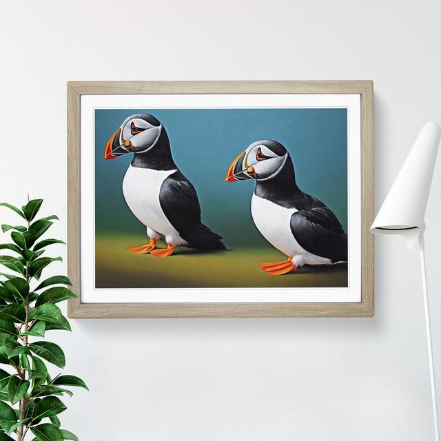 Puffin Birds Vol.1 House of Hampton Size: 46cm H x 64cm W x 2cm D, Frame Colour: Oak on Productcaster.