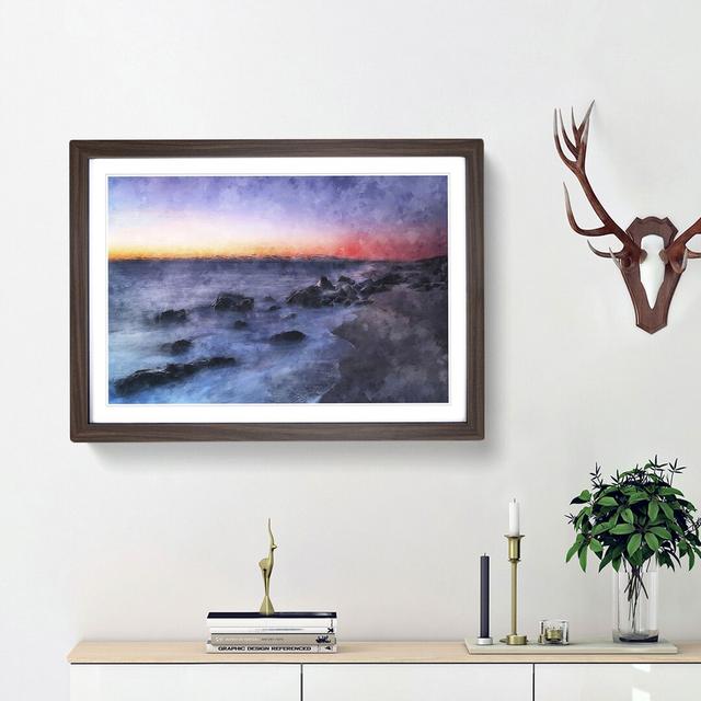 Ocean Reaching the Beach at Sunset - Picture Frame Graphic Art Print East Urban Home Frame Option: Walnut Framed, Size: 45cm H x 63cm W x 2cm D on Productcaster.