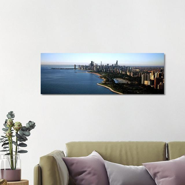 Skyscrapers At The Waterfront, Grant Park, Lake Michigan, Chicago, Cook County - Wrapped Canvas Panoramic Print Brayden Studio Size: 40.64cm H x 121.9 on Productcaster.