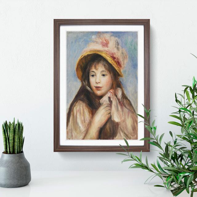 Pink Bonnet by Pierre-Auguste Renoir - Picture Frame Painting East Urban Home Size: 90cm H x 65cm W x 2cm D, Frame Option: Walnut Framed on Productcaster.