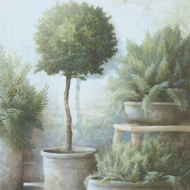 Potted Greenery - Wrapped Canvas Painting ClassicLiving Size: 91cm H x 91cm W x 3.8cm D on Productcaster.