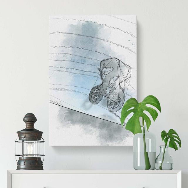 BMX Jump In Abstract - Wrapped Canvas Print East Urban Home Size: 91cm H x 60cm W x 3cm D on Productcaster.