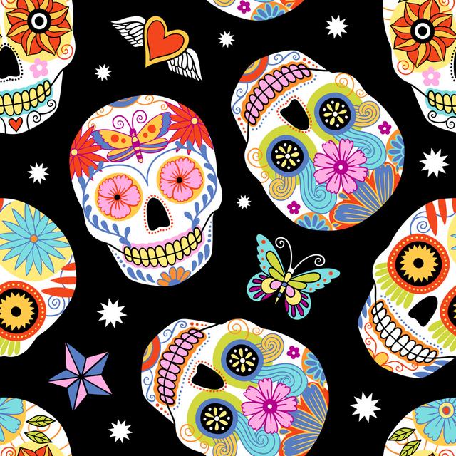 Sugar Skull Seamless Pattern. Happy Larry Size: 30cm H x 30cm W x 3.8cm D on Productcaster.