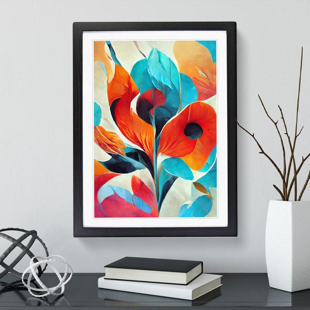 Abstract Floral Modern No.4 - Picture Frame Painting Metro Lane Size: 46cm H x 34cm W x 2cm D, Frame Colour: Black on Productcaster.