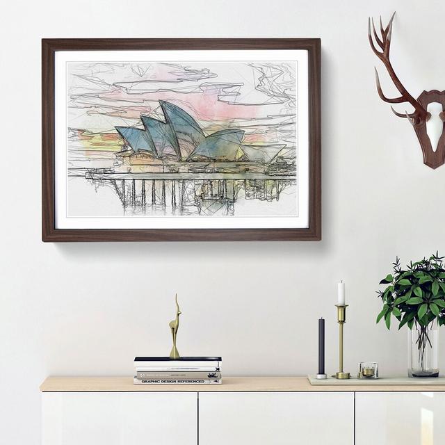 Sydney Opera House at Sunset in Abstract - Picture Frame Graphic Art Print East Urban Home Frame Option: Walnut Framed, Size: 36cm H x 48cm W x 2cm D on Productcaster.