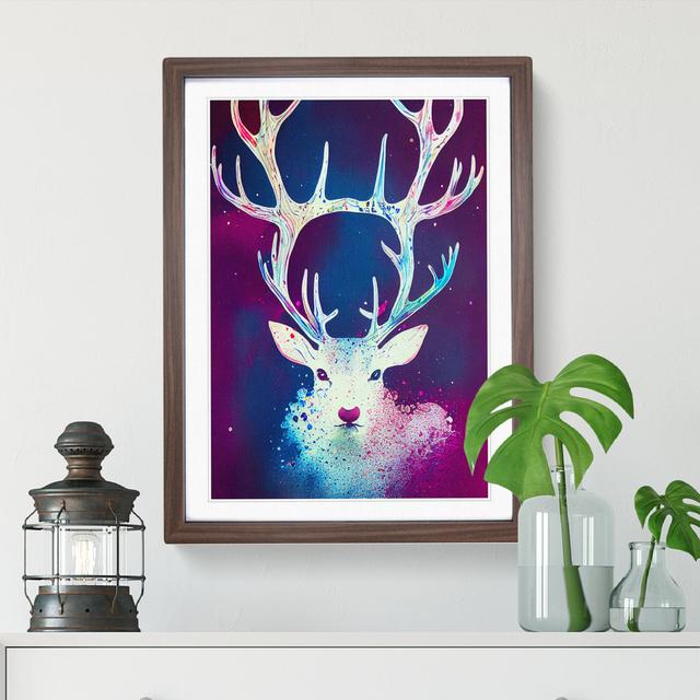 Colourful Stag Art No.4 Abstract - Single Picture Frame Print Latitude Run Frame Colour: Brown Framed , Size: 50cm H x 76cm W x 2cm D on Productcaster.